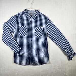 Triple Five Soul‎ Blue Plaid Long Sleeve Button Down Shirt Size Small